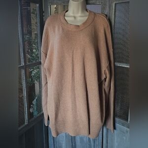 Aerie Women's Large (Oversized) Crew Neck Lounge Sweater in Beige/Tan